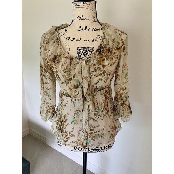 Nine West Chiffon Floral Blouse Size 2 - Picture 1 of 6